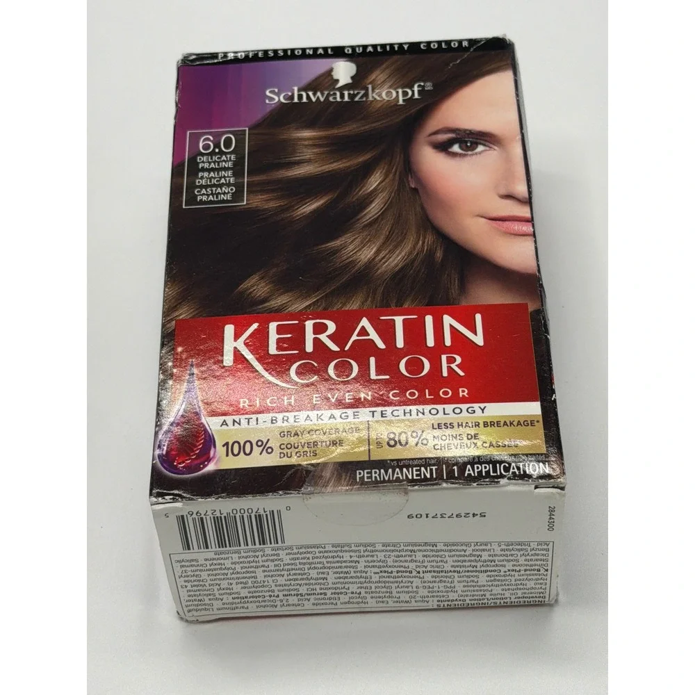 Schwarzkopf Keratin Color Permanent Hair Dye 6.0‎ Delicate Praline Brown